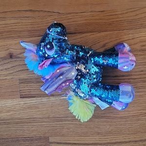 Athoinsu 13'' Blue Flip Sequin Unicorn Stuffed Animal Plush Toy